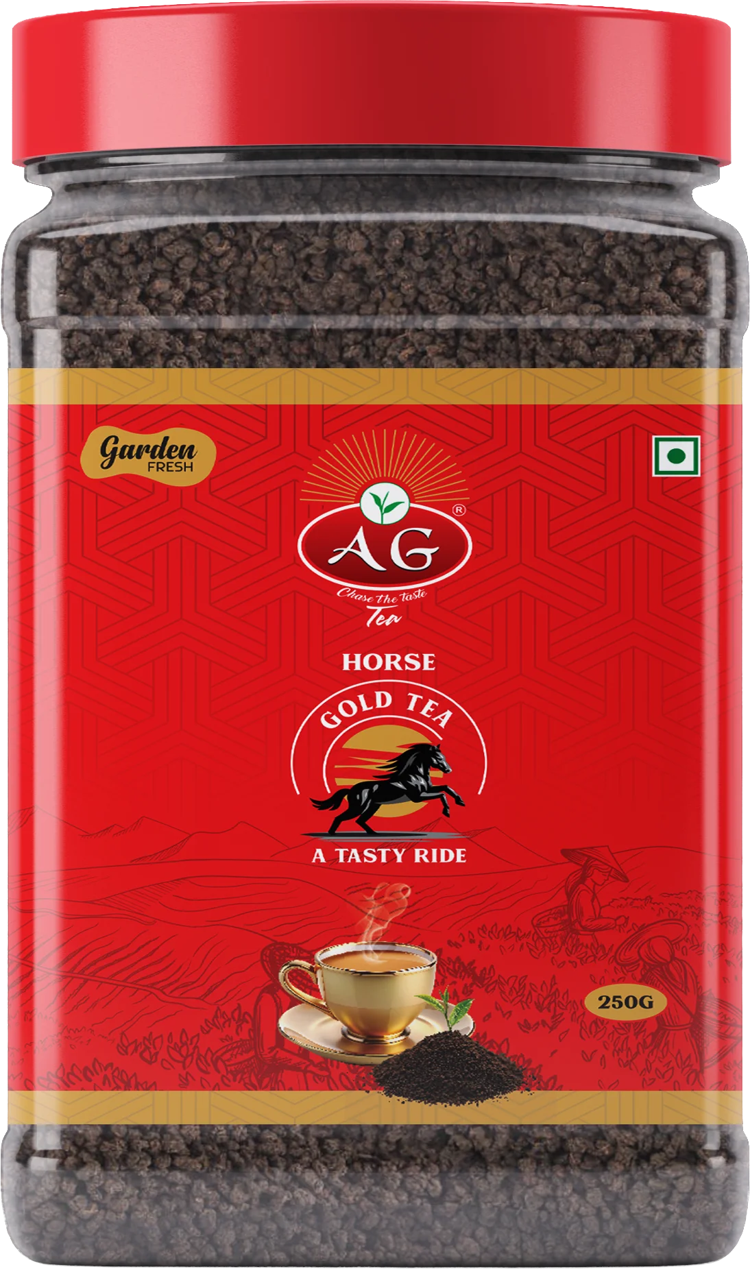 AG Horse Gold Tea – 150g Premium Assam Loose Leaf Tea | Robust Flavor & Invigorating Aroma | Garden Fresh PET Jar